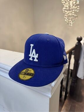 New Era Kids Los Angeles Dodgers Blue Fitted 59FIFTY Cap with White LA Logo